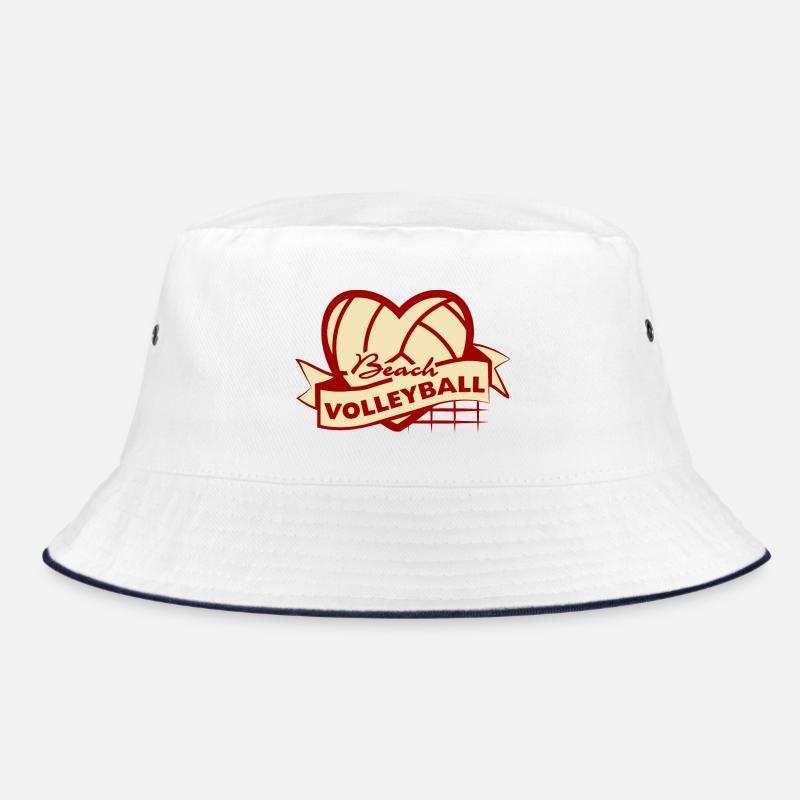 Herz Beachvolleyball - Bucket Hat - Weiß/Navy