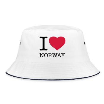 I LOVE NORWAY Norge Norwegen - Bucket Hat - Weiß/Navy - Vorne