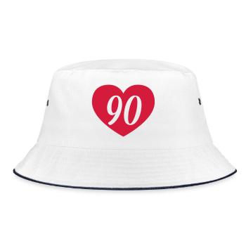 90. Geburtstag Herz - Bucket Hat - Weiß/Navy - Vorne