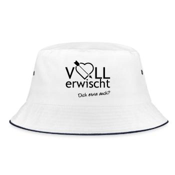 Voll erwischt Liebe verliebt Paar Heirat Geschenk - Bucket Hat - Weiß/Navy - Vorne