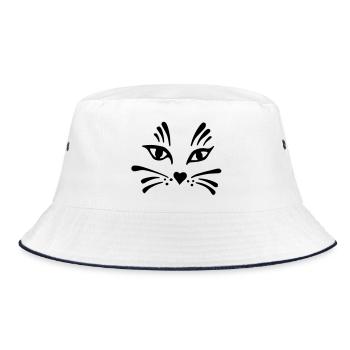 cat flower - Bucket Hat - white/navy - Front
