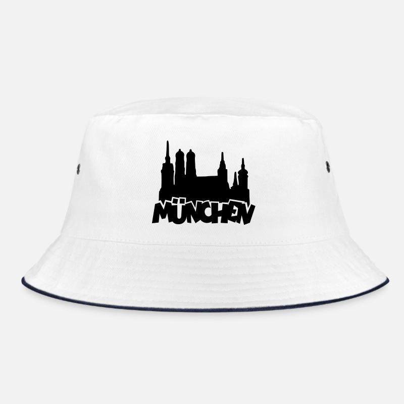 München Skyline - Bucket Hat - Weiß/Navy