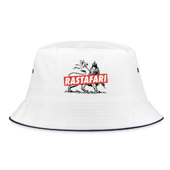 Lion of Judah - Rastafari - Bucket Hat - Weiß/Navy - Vorne