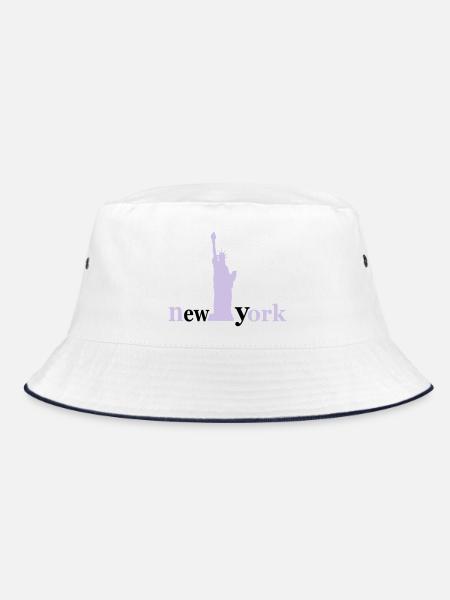 New York - Bucket Hat - Weiß/Navy - Vorne