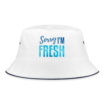 Sorry i'm fresh! blau - Bucket Hat - Weiß/Navy - Vorne