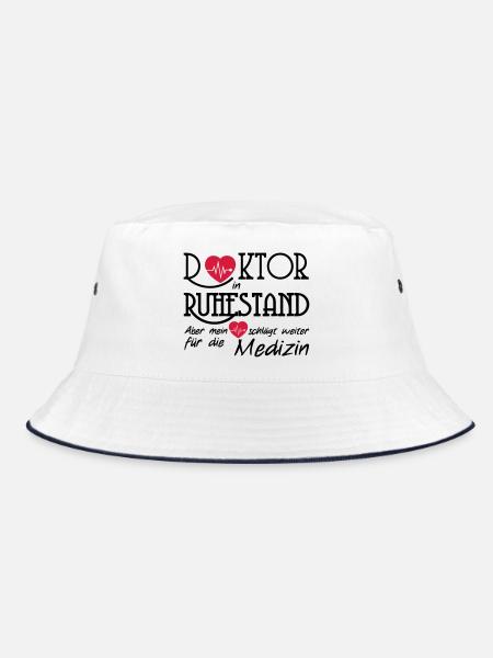 Doktor Ruhestand Rente Arzt Medizin Geschenk - Bucket Hat - Weiß/Navy - Vorne