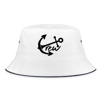 crew crew team friends anchor boat ship - Bucket Hat - white/navy - Front