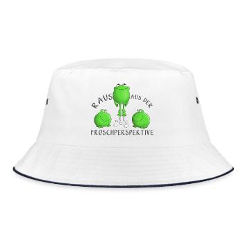 Motivation Frosch - Bucket Hat - Weiß/Navy - Vorne