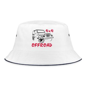 4x4 offroad jeep wrangler - Bucket Hat - white/navy - Front