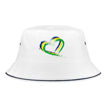 Herz Bürste Flagge Brasilien Fahne Farben Vektor - Bucket Hat - white/navy - Front