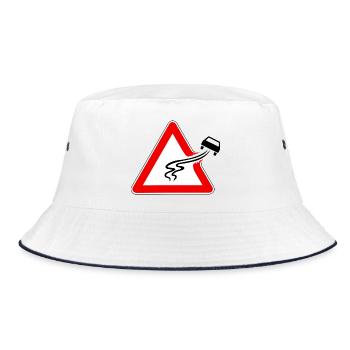 Traffic sign danger of slipping, slippery road - Bucket Hat - white/navy - Front