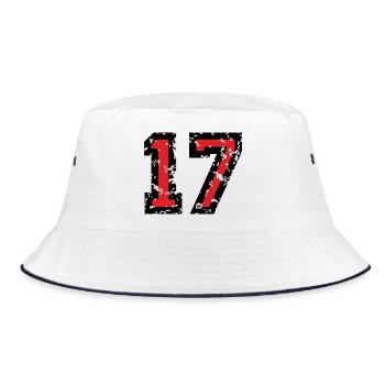 The Number Seventeen - No. 17 (two-color) red - Bucket Hat - white/navy - Front