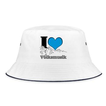 Volksmusik , Volksfest , Fun Shirt , Bayern (25) - Bucket Hat - Weiß/Navy - Vorne