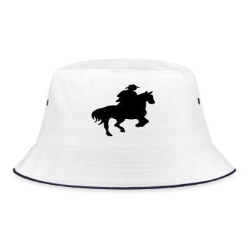 Horses, horse, riding,pony, cowboy, trot, Gallop - Bucket Hat - white/navy - Front