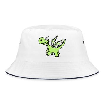 Mächtiger Drache - Bucket Hat - Weiß/Navy - Vorne