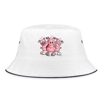 Three Pigs - Bucket Hat - white/navy - Front
