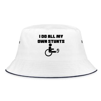 Wheelchair user with leg in plaster # - Bucket Hat - white/navy - Front