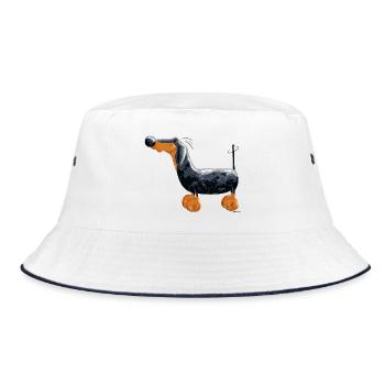 Da steht ein Dackel - Bucket Hat - Weiß/Navy - Vorne