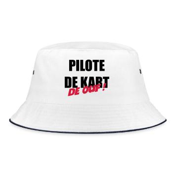 Go-Kart / Karting / Kart / Fahrer - Bucket Hat - Weiß/Navy - Vorne