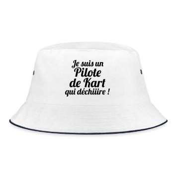 Go-Kart / Karting / Kart / Fahrer - Bucket Hat - Weiß/Navy - Vorne