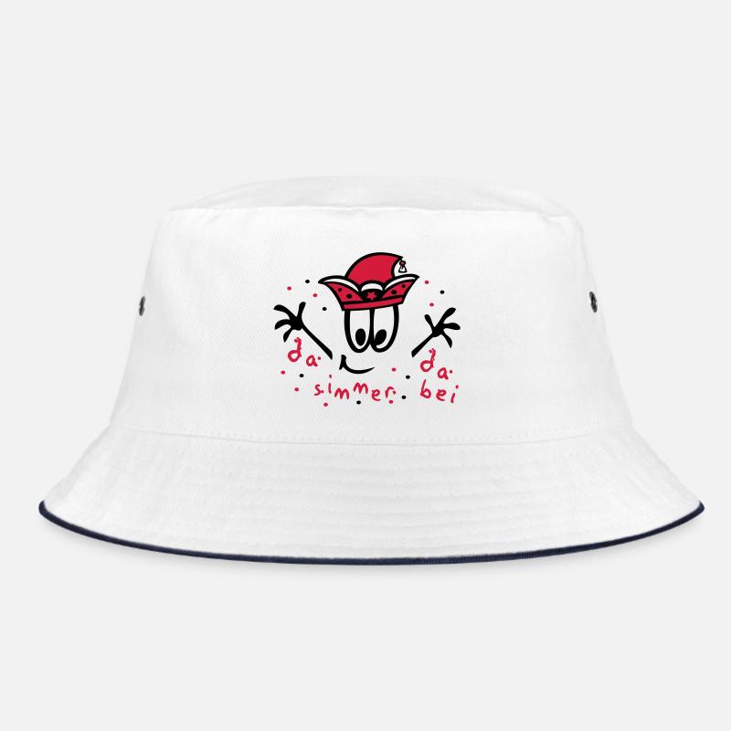 Fasching mit Konfetti, Karneval - Bucket Hat - Weiß/Navy