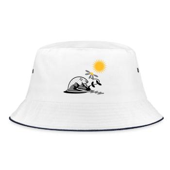 Snow globe with sunflower and sun - Bucket Hat - white/navy - Front