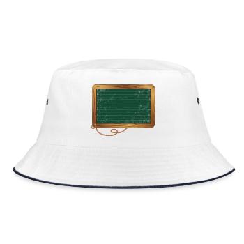 leere grüne Schiefertafel für eigene Beschriftung - Bucket Hat - Weiß/Navy - Vorne