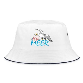 Möwe, Ich liebe das Meer - Bucket Hat - Weiß/Navy - Vorne