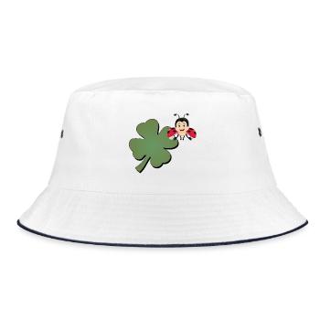 Cloverleaf with Ladybug (ladybug) - Bucket Hat - white/navy - Front