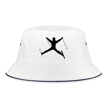 Ski jumping winter sports shadow figure - Bucket Hat - white/navy - Front