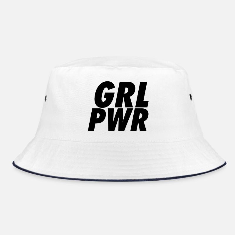 GRL PWR | Féministe minimaliste audacieuse - Bob - blanc/marine