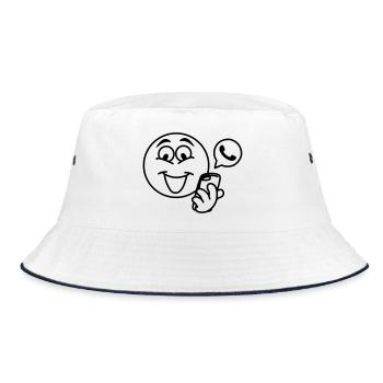 Stick head with a phone and pop-up text berich - Bucket Hat - white/navy - Front