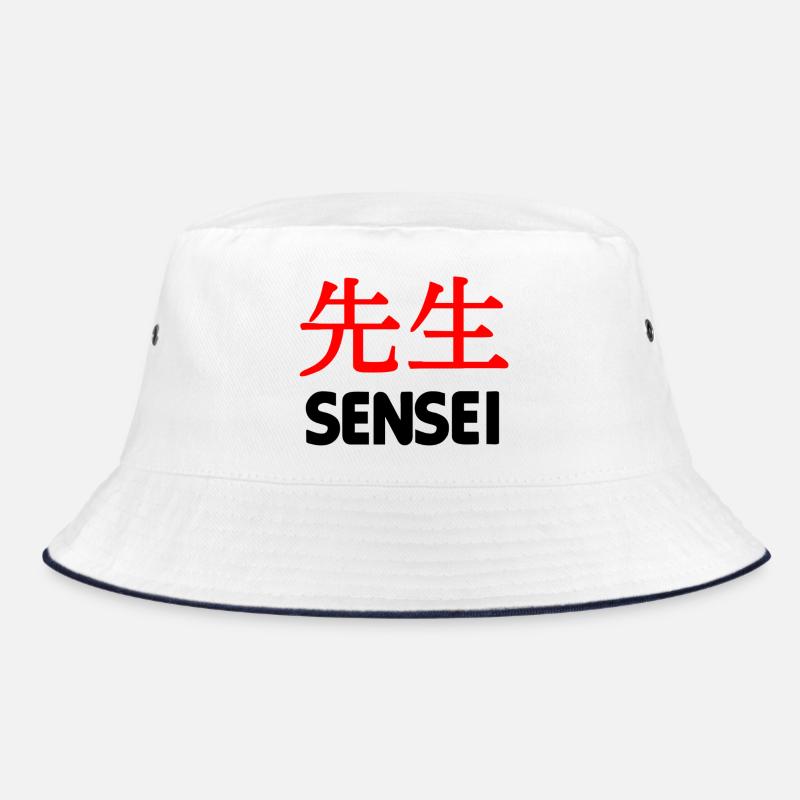 Lehrer oder Meister in Kanji-Schrift Text 'Sensei Bucket Hat
