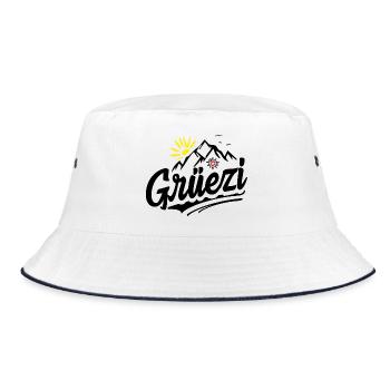 Schweizer Dialekt - Mundart Schweizerdeutsch Hallo - Bucket Hat - white/navy - Front