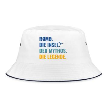 Rømø Römö Dänemark Insel Mythos Legende - Bucket Hat - Weiß/Navy - Vorne