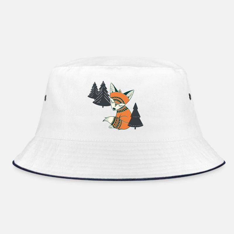 Magical forest fox - Bucket Hat - white/navy
