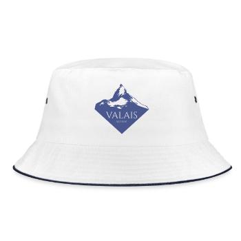 Valais Schweiz Alpen Design - Bucket Hat - Weiß/Navy - Vorne