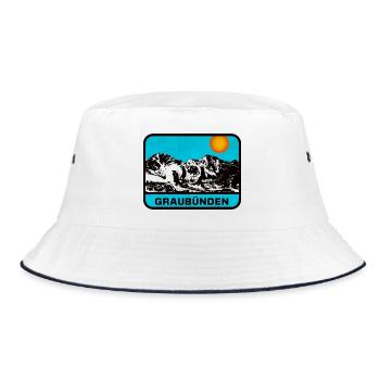 Graubünden Panorama Sonnenrand - Bucket Hat - Weiß/Navy - Vorne
