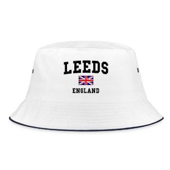Leeds England Flag Design - Bucket Hat - white/navy - Front