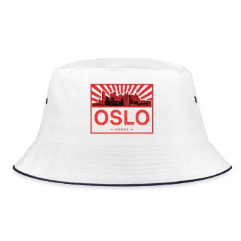 Oslo Skyline Red Black - Bucket Hat - white/navy - Front