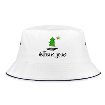 Thank you zu Weihnachten - Bucket Hat - Weiß/Navy - Vorne