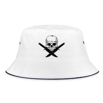 Skull skull crossed with two knives - Bucket Hat - white/navy - Front