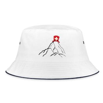 Schweiz - Schweizer Berge - Bucket Hat - Weiß/Navy - Vorne