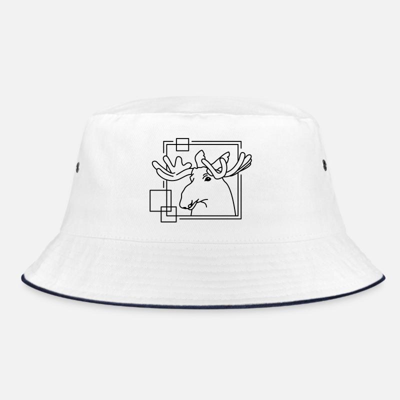 Moose in Geometric Shape - Line Art Design Bucket Hat