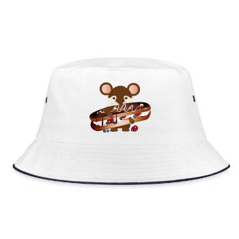 putzige Maus mit leckeren Schokolade Eclair - Bucket Hat - Weiß/Navy - Vorne
