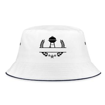 BBQ monogram laurel wreath - Bucket Hat - white/navy - Front