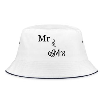 Mr and Mrs - Bucket Hat - white/navy - Front