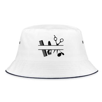 Hairdressers attributes text banner - Bucket Hat - white/navy - Front