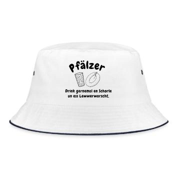 Schorle und Leberwurst - Bucket Hat - Weiß/Navy - Vorne