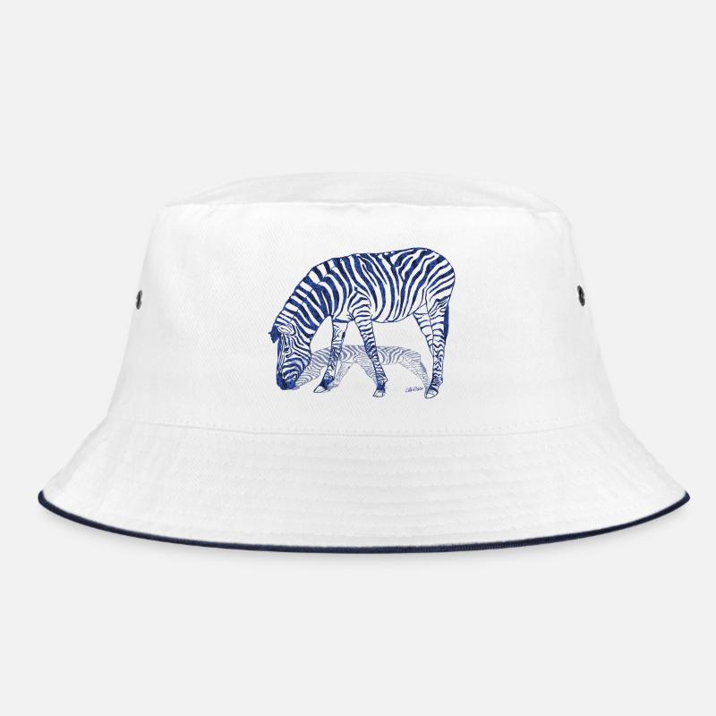 Zebra mit Zebraschatten - Bucket Hat - Weiß/Navy
